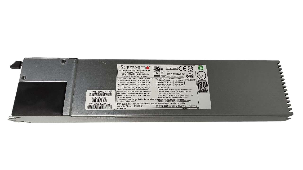 Supermicro PWS-1K21P-1R 1200W 1U Hot-Swap Redundant Server Power Supply